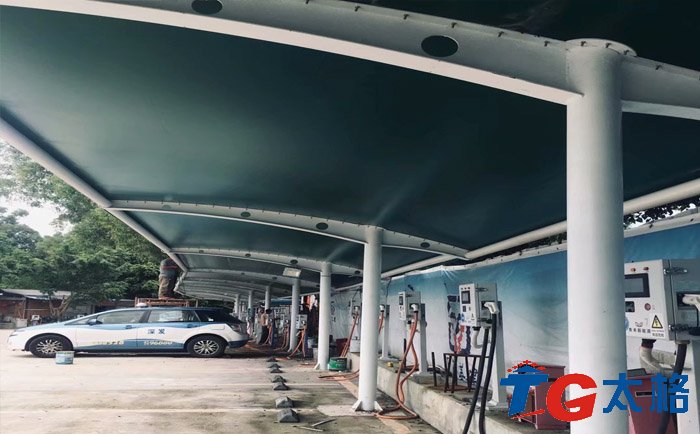 西麗花卉中心充電樁膜結構工程實景4