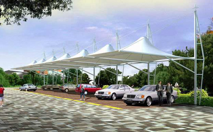 單側(cè)停車的膜結(jié)構(gòu)停車棚