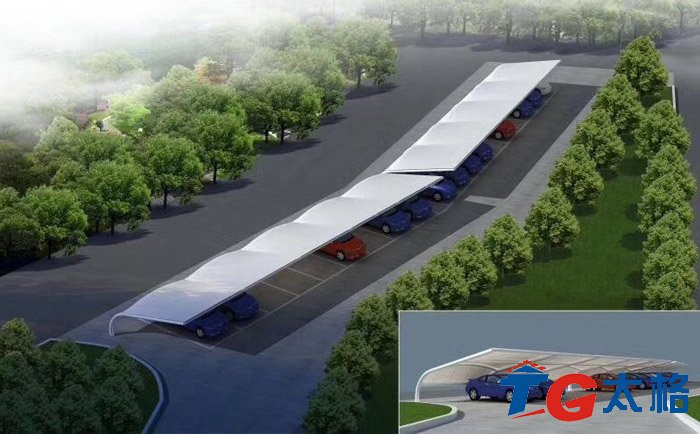 東莞中糧公司膜結(jié)構(gòu)停車棚設(shè)計(jì)效果圖