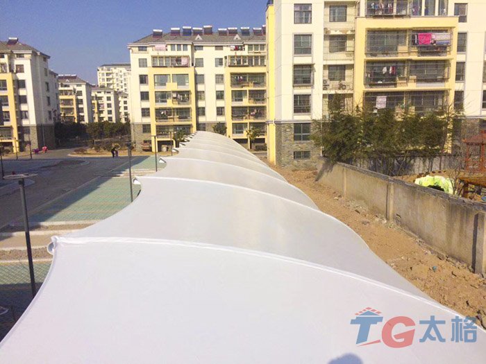 沭東花園停車棚膜結構多角度展示