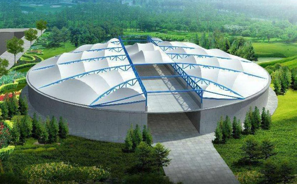 運用鋼支撐反吊膜技術的污水處理膜結構建筑