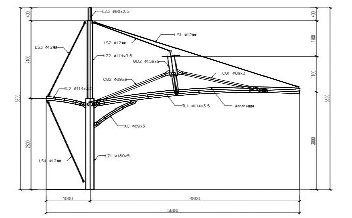 膜結構平面側視圖